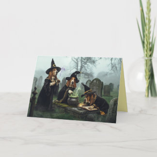 Basset Hound Witch Halloween Card シーズンカード