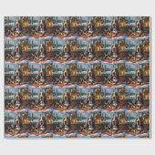 Basset Hound With Christmas Lights Holiday  ラッピングペーパー (フラット)