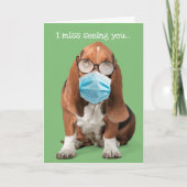 Basset Hound With Face Mask and Foggy Glasses カード (正面)