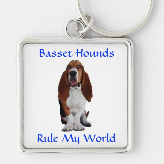 Basset Houndsが私の世界プレミアムキーチェーンを支配 キーホルダー (正面)