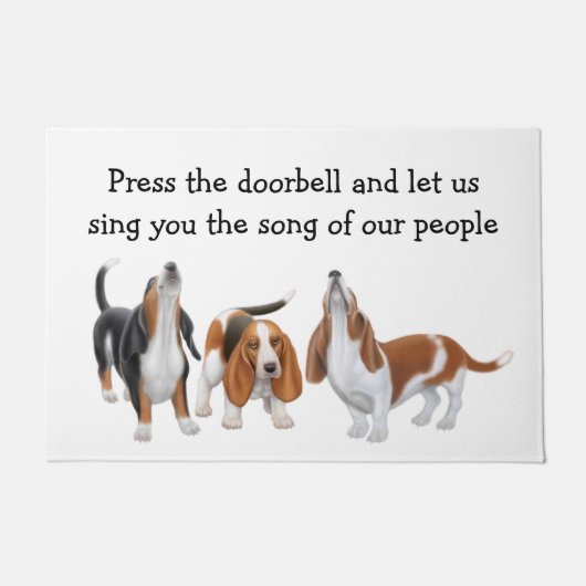Basset Houndsを歌うカスタマイズ可能なdoormat ドアマット (正面)