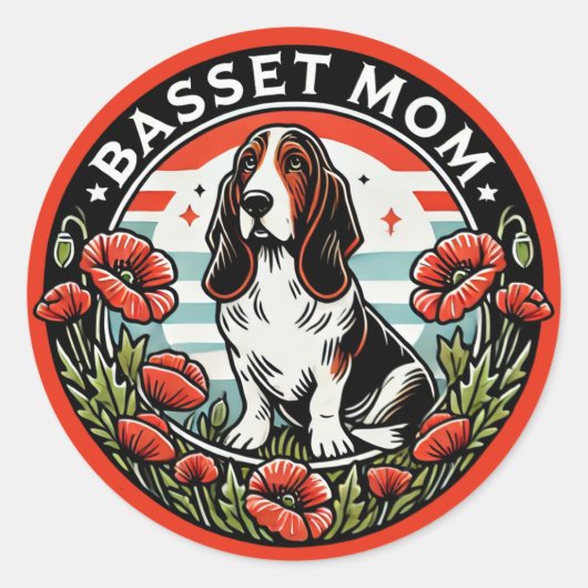 Basset Mom                                         ラウンドシール (正面)
