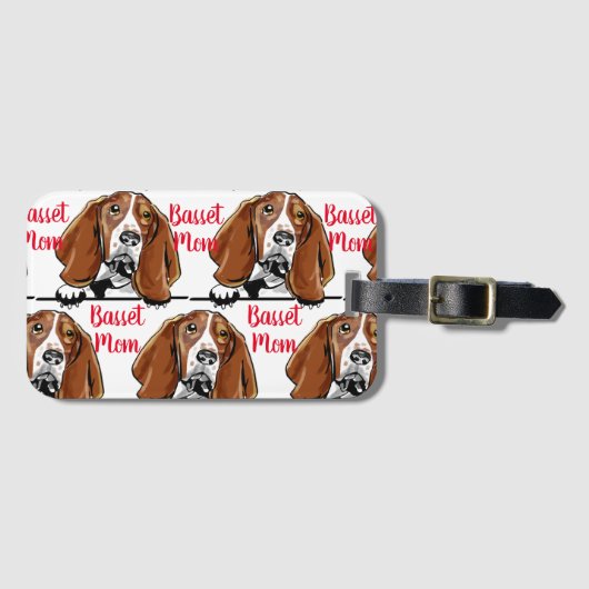 Basset Mom Dog Breed Pattern ラゲッジタグ (正面横)