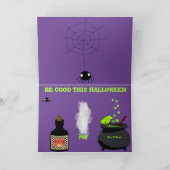 Basset Witch & Cauldron付き面白いハロウィーンカード カード (内部)