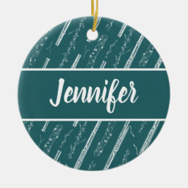 Bassoonプレイヤー音楽ギフトカスタムパーソナライズされたブルー セラミックオーナメント