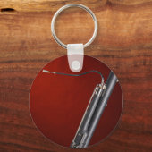 Bassoon写真オン赤い背景キーチェーン キーホルダー (正面)