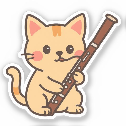 Bassoon Cat Illustration シール (正面)