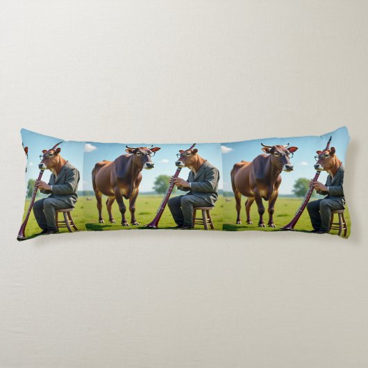 Bassoon Cow Duo Body Pillow – Whimsical Musical Il ボディピロー (正面)