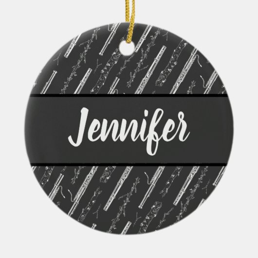 Bassoon Player音楽ギフトカスタムパーソナライズされた セラミックオーナメント (正面)