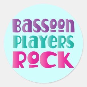 Bassoon Playersカラフル Rock Music Gift ラウンドシール