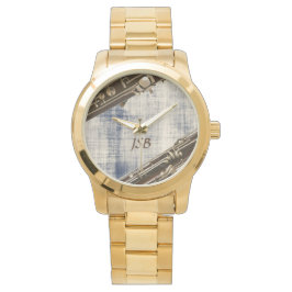 Bassoon Sections on Fashed Denim カスタム Monogram 腕時計