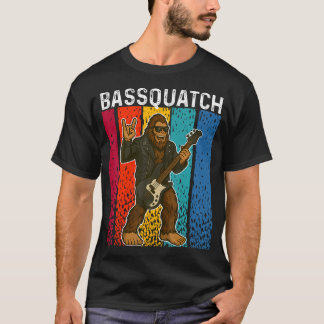 Bassquatch Bigfoot Playing Bass Guitar Funny Sasqu Tシャツ