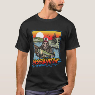 Bassquatch Funny Bass Fishing Sasquatch Retro 80s Tシャツ