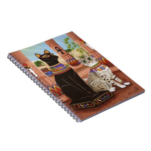 Bastetエジプトの靭皮繊維の女神猫のノートの寺院 ノートブック (右側)