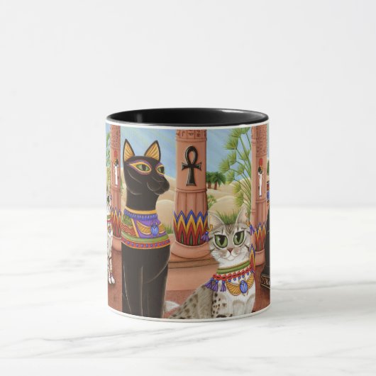 Bastetエジプトの靭皮繊維の女神猫の芸術のマグの寺院 マグカップ (中央)