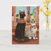 Bastetエジプトの靭皮繊維の女神猫の芸術カードの寺院 カード (黄色い花)