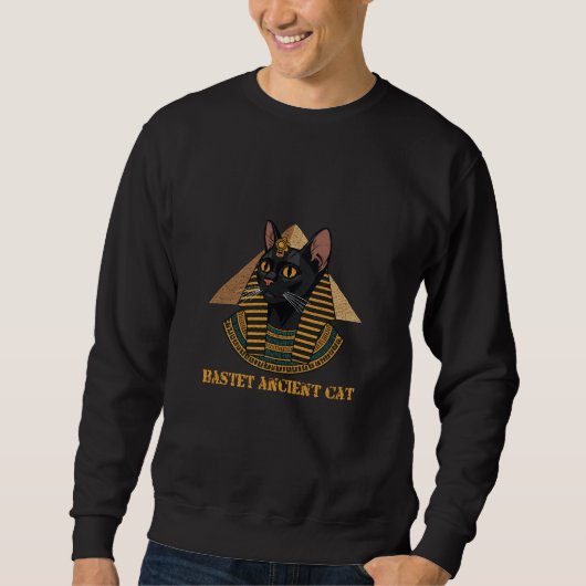 Bastet Ancient Egyptian Cat Goddess Vintage Art スウェットシャツ (正面)