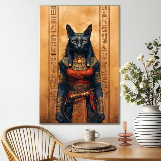 Bastet Egyptian Cat Goddess Fantasy Art ポスター