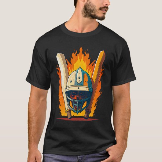 Bat And Helmet Cricket Player Tシャツ (正面)