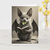 Bat Dog Friend Cute Art Card カード (黄色い花)