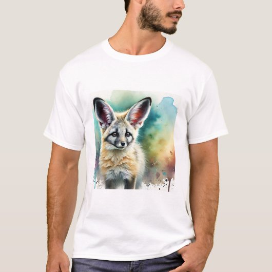 Bat eared fox 060924AREF139 - Watercolor Tシャツ (正面)