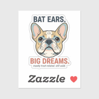 Bat Ears Big Dreams French Bulldog Funny Dog Mom G シール