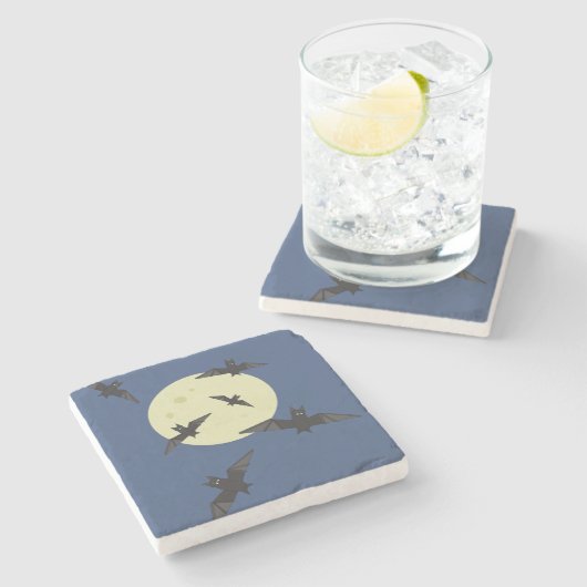 Bat flying in the moon ストーンコースター (横)