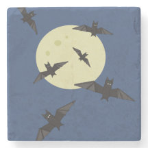 Bat flying in the moon
