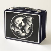 Bat Flying with Moon Behind Goth Horror メタルランチボックス (裏面)