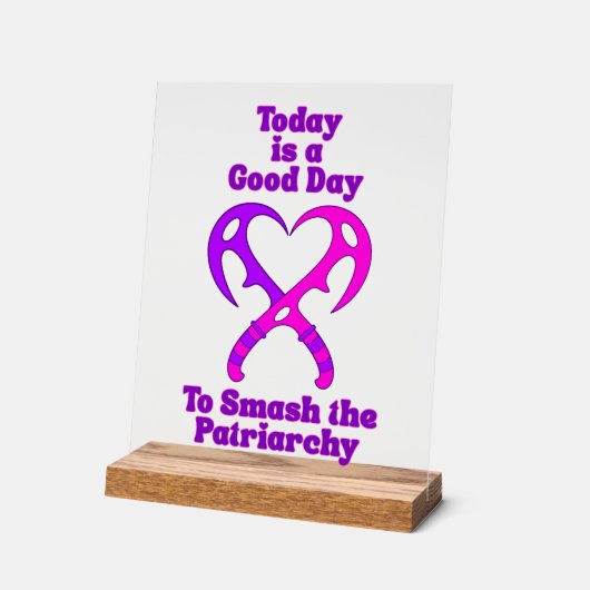 Bat’leth Heart - Smash the Patriarchy アクリルサイン (傾斜)