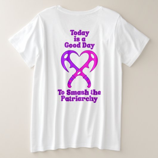 Bat’leth Heart - Smash the Patriarchy プラスサイズTシャツ (デザイン裏面)
