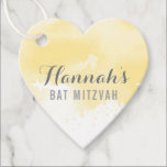 BAT MITZVAh好意タグ現代の黄色の水色 フェイバータグ<br><div class="desc">by kat massard>>>> https://linktr.ee/simplysweetpaperie <<<かわいいハート型のラベルは、あなたの特別なイベントのためのメッセージカードにぴったりだ。</div>