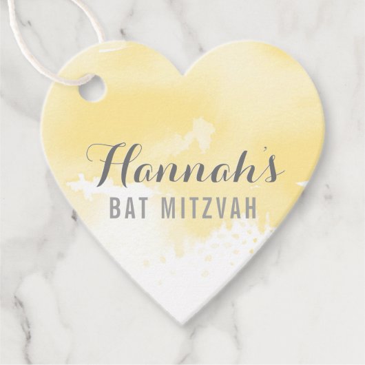 BAT MITZVAh好意タグ現代の黄色の水色 フェイバータグ (正面)