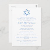 Bat Mitzvah Artistic Blue Star of David Party ポストカード (正面/裏面)