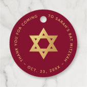 Bat Mitzvah Burgundy Faux Gold Foil Star of David フェイバータグ (裏面)