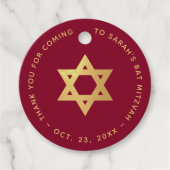 Bat Mitzvah Burgundy Faux Gold Foil Star of David フェイバータグ (正面)