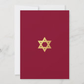 Bat Mitzvah Gold Star of David Simple Burgundy Red 招待状 (裏面)