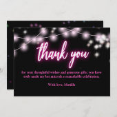 Bat Mitzvah Hot Pin  Neon Themed サンキューカード (正面/裏面)
