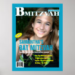 Bat Mitzvah Magazine Poster Teal ポスター<br><div class="desc">She’s a star. Give her the cover of the magazine and make her Bat Mitzvah an event to remember. This poster sets the tone for the party. It’s great as a decoration on its own, hung around the room. Smaller versions make great keepsakes and party favors. This is perfect for...</div>