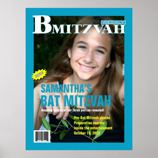 Bat Mitzvah Magazine Poster Teal ポスター (正面)