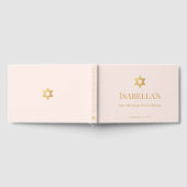 Bat Mitzvah Pink & Faux Gold Star of David Jewish  ゲストブック (全面)