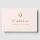 Bat Mitzvah Pink Rose Gold Star of David Jewish  ゲストブック (正面)