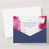 BAT MITZVAH pretty hand lettered pink watercolor オールインワン招待状 (裏面)