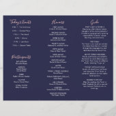 Bat Mitzvah Tri-Fold Program Navy Rose Gold  チラシ (裏面)