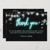 Bat Mitzvah Turquoise Neon Themed サンキューカード (正面/裏面)