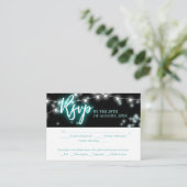 Bat Mitzvah Turquoise Neon Themed RSVP エンクロージャーカード (スタンド正面)