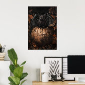 Bat on Pumpkin Fall Print, Dark Academia Gothic ポスター (ホームオフィス)