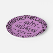 Bat pattern purple black Happy Halloween year ペーパープレート (アングル)