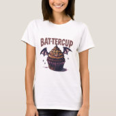 Bat-tercup Funny Halloween Cupcake Food Pun Tシャツ (正面)