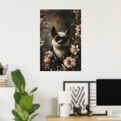 Bat With Flowers Print, Woodland Bat Wall Print ポスター (ホームオフィス)